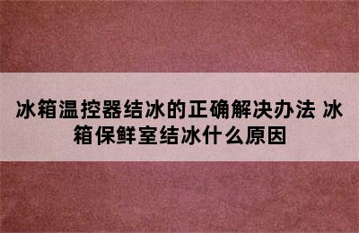 冰箱温控器结冰的正确解决办法 冰箱保鲜室结冰什么原因